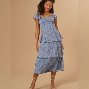 Altar'd State Blue Layered Midi Dress